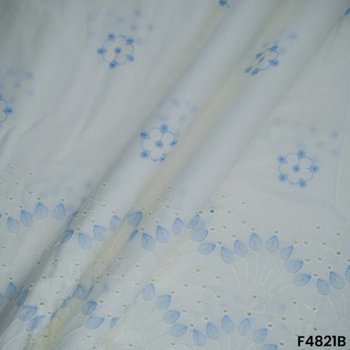 Thread Embroidered Hakoba Cotton Fabric- F4821